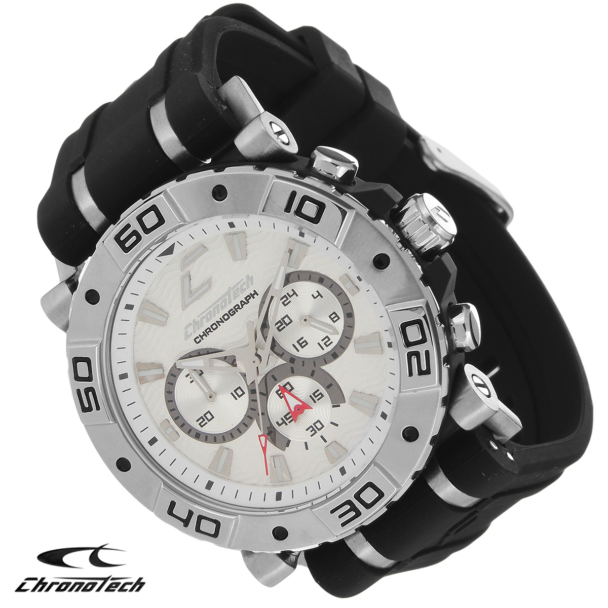 Часы мужские наручные Chronotech, цвет: черный. RW0034RW0034 Часы мужские наручные Chronotech, цвет: черный. RW0034RW0034Часы Chronotech - это часы для современных и стильных людей, которые стремятся выделиться из толпы и подчеркнуть свою индивидуальность. Корпус часов выполнен из нержавеющей стали. Циферблат оформлен отметками и защищен минеральным стеклом. Часы имеют три стрелки - часовую, минутную и секундную. Стрелки и отметки светятся в темноте. Ремешок часов выполнен из каучука и застегивается на классическую застежку. Часы выполнены в спортивном стиле. Часы упакованы в фирменную коробку с логотипом компании Chronotech. Такой аксессуар добавит вашему образу стиля и подчеркнет безупречный вкус своего владельца. Характеристики: Диаметр циферблата: 3,3 см. Размер корпуса: 4,5 см х 4 см х 1 см. Длина ремешка (с корпусом): 24,5 см. Ширина ремешка: 2,4 см.