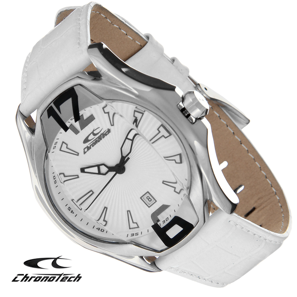 Часы мужские наручные Chronotech, цвет: серебристый, белый. RW0030RW0030 Часы мужские наручные Chronotech, цвет: серебристый, белый. RW0030RW0030Часы Chronotech - это часы для современных и стильных людей, которые стремятся выделиться из толпы и подчеркнуть свою индивидуальность. Корпус часов выполнен из нержавеющей стали. Циферблат оформлен арабскими цифрами и отметками и защищен минеральным стеклом. Часы имеют три стрелки - часовую, минутную и секундную. Часы имеют индикатор даты. Стрелки светятся в темноте. Ремешок часов выполнен из натуральной кожи с тиснением и застегивается на классическую застежку. Часы упакованы в фирменную коробку с логотипом компании Chronotech. Такой аксессуар добавит вашему образу стиля и подчеркнет безупречный вкус своего владельца. Характеристики: Диаметр циферблата: 3,5 см. Размер корпуса: 4,4 см х 5 см х 1,3 см. Длина ремешка (с корпусом): 26 см. Ширина ремешка: 2 см.