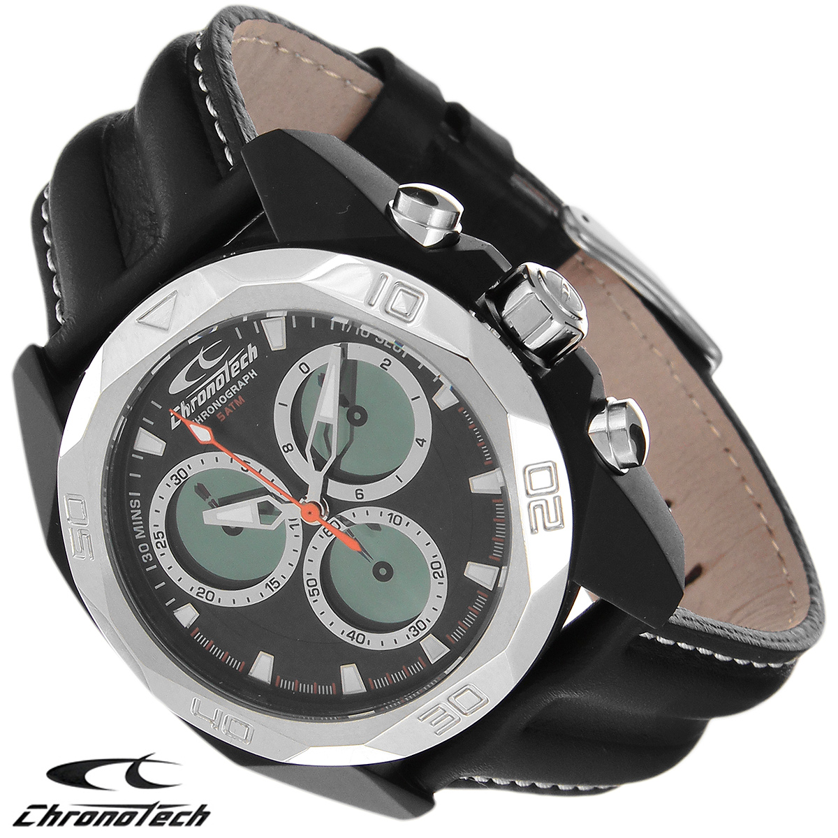 Часы мужские наручные Chronotech, цвет: черный. RW0059RW0059 Часы мужские наручные Chronotech, цвет: черный. RW0059RW0059Часы Chronotech - это часы для современных и стильных людей, которые стремятся выделиться из толпы и подчеркнуть свою индивидуальность. Корпус часов выполнен из нержавеющей стали с покрытием поликарбонатом. Циферблат оформлен отметками и защищен минеральным стеклом. Часы имеют три стрелки - часовую, минутную и секундную. Стрелки и отметки светятся в темноте. Часы оснащены функцией хронографа и имеют секундомер. Ремешок часов выполнен из натуральной кожи и застегивается на классическую застежку. Часы упакованы в фирменную коробку с логотипом компании Chronotech. Такой аксессуар добавит вашему образу стиля и подчеркнет безупречный вкус своего владельца. Характеристики: Диаметр циферблата: 3,3 см. Размер корпуса: 4,3 см х 4,8 см х 1,2 см. Длина ремешка (с корпусом): 24,5 см. Ширина ремешка: 2,2 см.