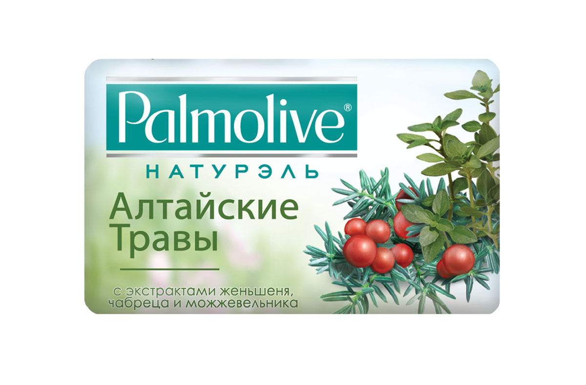 Palmolive Мыло туалетное Натурэль Алтайские Травы, 90 г с экстрактами женьшеня, чабреца и можжевельникаTR00988A Palmolive Мыло туалетное Натурэль Алтайские Травы, 90 г с экстрактами женьшеня, чабреца и можжевельникаTR00988AВдохновленное исконными алтайскими рецептами, новое мыло Palmolive Натурэль Алтайские травы содержит натуральные экстракты женьшеня, чабреца, можжевельника, которые столетиями использовались в России для восстановления тела и души. Женьшень стимулирует регенерацию тканей и микроциркуляцию крови, интенсивно питает и восстанавливает кожу. Чабрец обладает противовоспалительными, бактерицидными и ранозаживляющими свойствами. Можжевельник способствует увлажнению кожи, повышает её упругость и эластичность и прекрасно очищает. Товар сертифицирован.