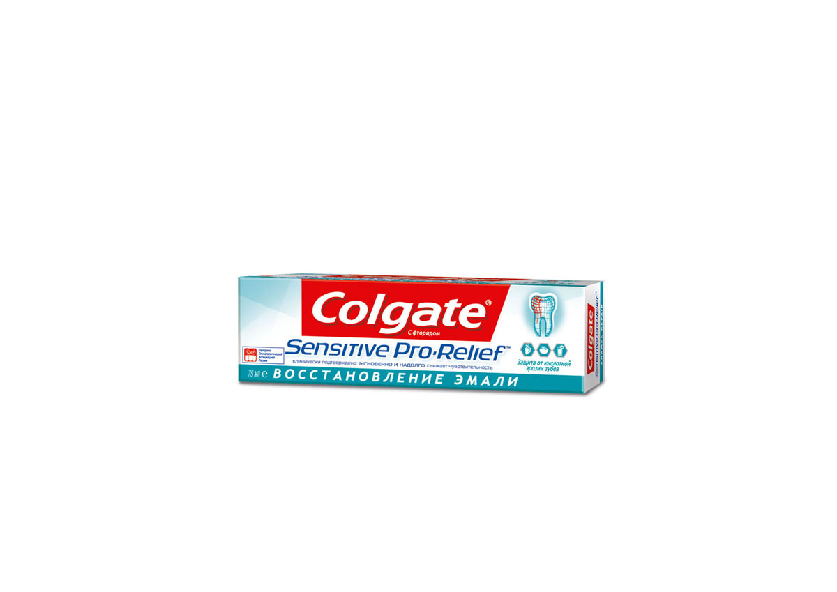 Colgate Зубная паста Sensitive Pro-Relief, восстановление эмали, для чувствительных зубов, 75 млFTH39359/RU00129A Colgate Зубная паста Sensitive Pro-Relief, восстановление эмали, для чувствительных зубов, 75 млFTH39359/RU00129AЗубная паста Colgate Sensitive Pro-Relief, восстановление эмали мгновенно и надолго снижает повышенную чувствительность зубов также как и базовая формула. При регулярном использовании создает восстанавливающий слой, состоящий из минералов, входящих в состав зубной эмали, который действует против повышенной чувствительности. Товар сертифицирован.