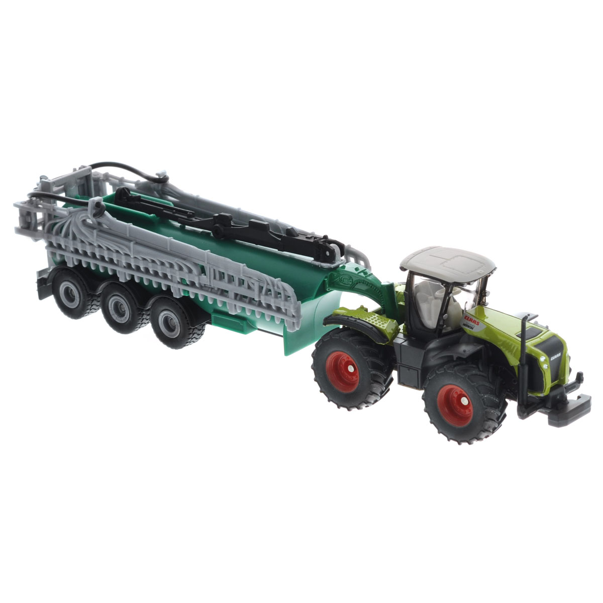 Siku Трактор Claas Xerion с вакуумным баком Samson1827 Siku Трактор Claas Xerion с вакуумным баком Samson1827Коллекционная модель Siku Трактор с вакуумным баком выполнена в виде точной копии Трактор с вакуумным баком в масштабе 1/87. Такая модель понравится не только ребенку, но и взрослому коллекционеру и приятно удивит вас высочайшим качеством исполнения. Корпус трактора и вакуумный бак выполнены из металла, оросительная система и кабина трактора из пластика, а стекла кабины трактора из прозрачного пластика. Могучий тягач с цистерной, состоящей из мощной поливальной машины, является абсолютным аналогом сельскохозяйственной техники класса Xerion. Задняя часть поливальной машины имеет 3 оси и раскрывает оросительную систему в ширину на 26 см. Кабина трактора снимается. Колесики модели вращаются. Коллекционная модель отличается великолепным качеством исполнения и детальной проработкой, она станет не только интересной игрушкой для ребенка, интересующегося агротехникой, но и займет достойное место в коллекции.