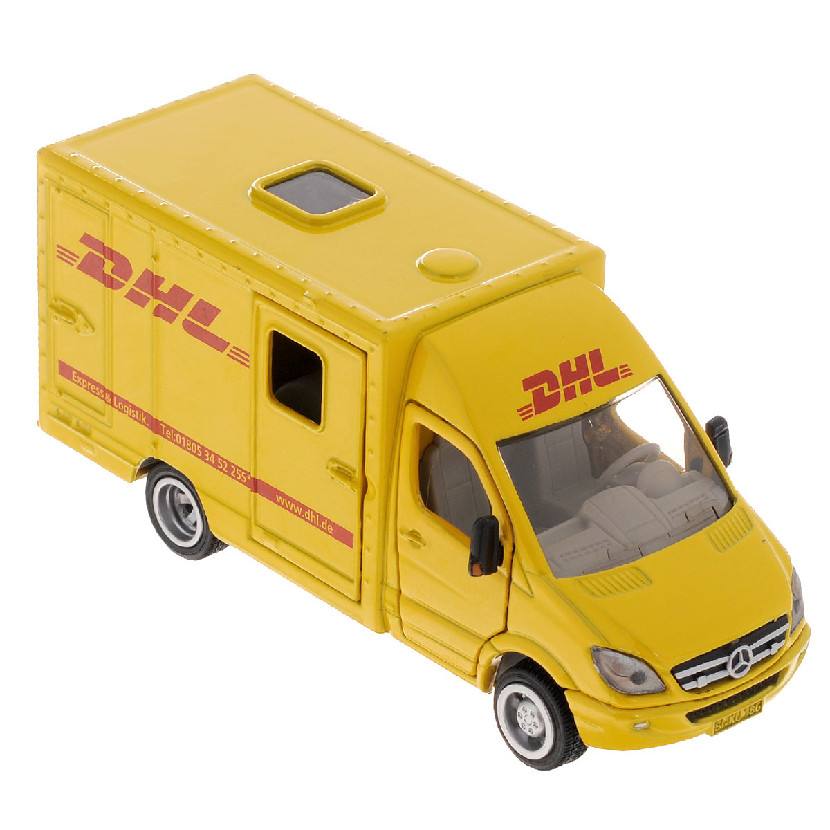 Siku Почтовая машина Mercedes Sprinter DHL1936 Siku Почтовая машина Mercedes Sprinter DHL1936Коллекционная модель Siku Почтовая машина выполнена в виде точной копии микроавтобуса почтовой службы DHL фирмы Mercedes Sprinter в масштабе 1/50. Такая модель понравится не только ребенку, но и взрослому коллекционеру, и приятно удивит вас высочайшим качеством исполнения. Модель выполнена из металла с элементами из пластика; прорезиненные колеса крутятся. Передние двери кабины, задние и боковая двери фургона открываются. Коллекционная модель станет не только интересной игрушкой для ребенка, но и займет достойное место в коллекции.