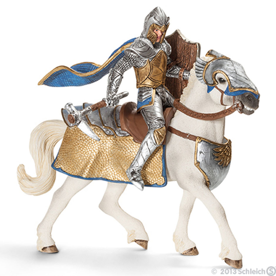 Schleich Фигурка Рыцарь на коне Орден Грифона70108 Schleich Фигурка Рыцарь на коне Орден Грифона70108Фигурка Schleich Рыцарь на коне. Орден Грифона станет прекрасным подарком для вашего ребенка. Она выполнена из каучукового пластика. Детали фигурки четкие и максимально детализированы, что привлечет внимание ребенка, который с огромным удовольствием будет играть с ней в ролевые игры. Фигурка разъемная и ваш ребенок может играть отдельно как с рыцарем, так и с лошадью. Всадник надежно крепится к лошади с помощью магнитов, встроенных в фигурки. Оружие может выниматься из руки. Такая фигурка непременно понравится вашему ребенку и станет замечательным украшением любой коллекции. Этот рыцарь Ордена Грифона вооружен необычным оружием, молотом в форме клюва хищной птицы. Воин сам изготовил для себя это орудие, которому нет равных. Никто не может сравниться с этим рыцарем по силе удара, только завидев его издали, соперники обращаются в бегство.