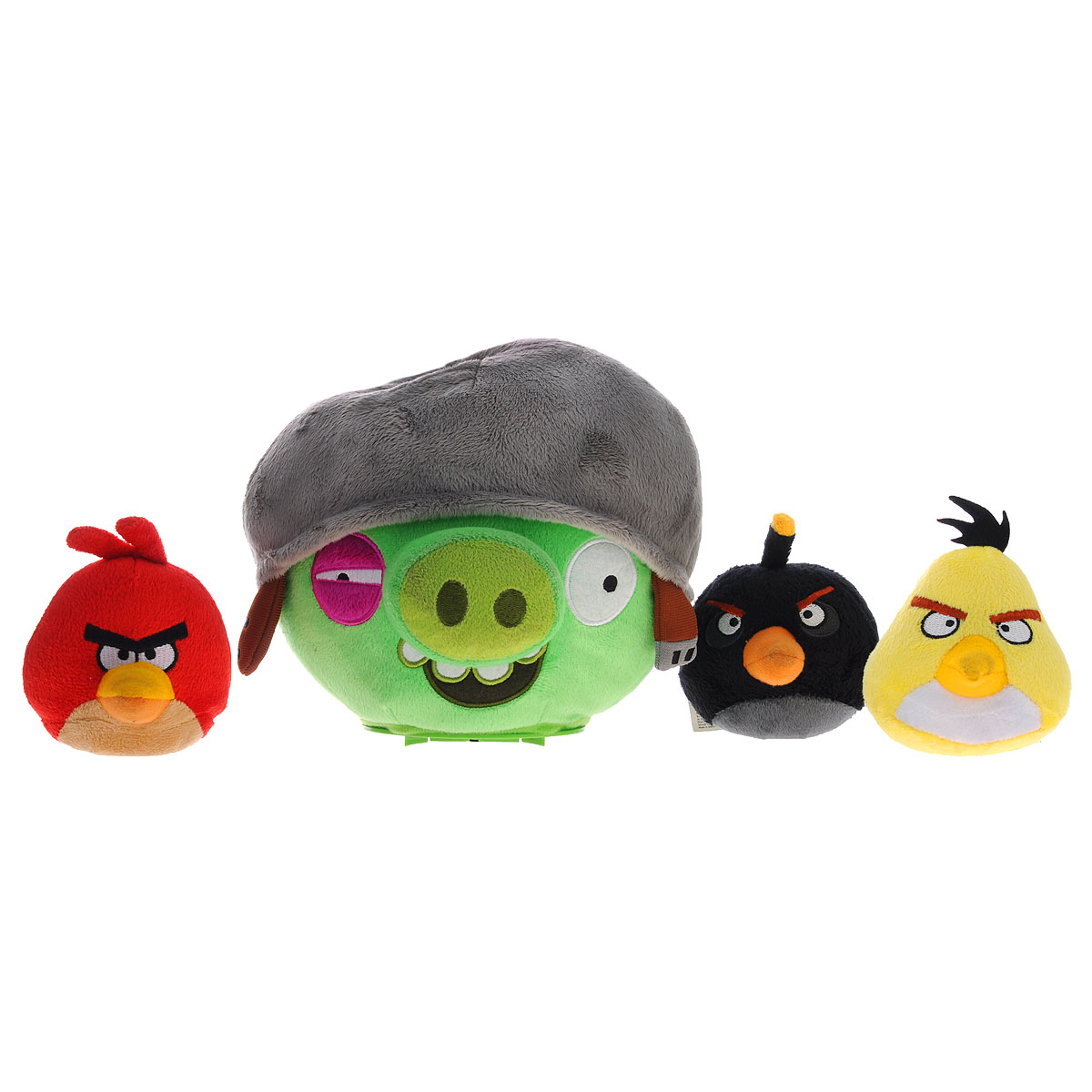 Интерактивная игра Angry Birds: Свинка в каске, 3 ПтичкиCTC-AB-2 Интерактивная игра Angry Birds: Свинка в каске, 3 ПтичкиCTC-AB-2Интерактивная игра Angry Birds - это увлекательная игра для всей семьи, которая развивает меткость и ловкость. Цель игры - при помощи Птичек наказать зловредную Свинку, но это не так просто, ведь Свинка убегает и уворачивается. Необходимо включить Свинку и поставить на ровную поверхность. Игрушка, оснащенная датчиком движения, начнет перемещаться. Нужно запускать Птичек, стараясь попасть ими в Свинку. Игра предусматривает два режима: классический, в котором для победы нужно попасть Птичкой в свинку 3 раза подряд за короткий срок, и как попало!, в котором нельзя предугадать, от попадания какой Птички Свинка будет повержена. Свинка при движении и попаданиях в нее Птичек издает забавные звуки. В комплект игры входят мягкая интерактивная игрушка в виде Свинки в каске, четыре мягких игрушки в виде Птичек и правила игры на русском языке. Игрушки выполнены в виде персонажей популярной компьютерной игры Angry Birds. Ваш ребенок будет в восторге от такого подарка! ...