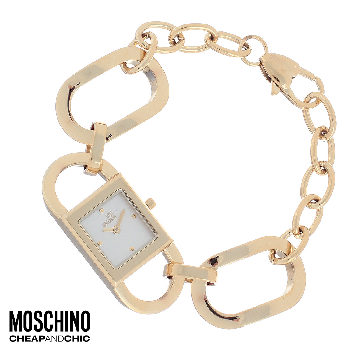 Часы женские наручные Moschino, цвет: золотой. MW0478MW0478 Часы женские наручные Moschino, цвет: золотой. MW0478MW0478Наручные часы от известного итальянского бренда Moschino - это не только стильный и функциональный аксессуар, но и современные технологи, сочетающиеся с экстравагантным дизайном и индивидуальностью. Часы Moschino оснащены кварцевым механизмом. Корпус выполнен из высококачественной нержавеющей стали с PVD-покрытием. Циферблат с отметками оформлен надписью “Love Moschino и защищен минеральным стеклом. Часы имеют две стрелки - часовую и минутную. Браслет часов выполнен из нержавеющей стали в виде цепочки из крупных звеньев и имеет надежную застежку-карабин. Часы упакованы в фирменную металлическую коробку с логотипом бренда. Часы Moschino благодаря своему уникальному дизайну отличаются от часов других марок своеобразными циферблатами, функциональностью, а также набором уникальных технических свойств. Каждой модели присуща легкая экстравагантность, самобытность и, безусловно, великолепный вкус. Характеристики: Размер циферблата:...