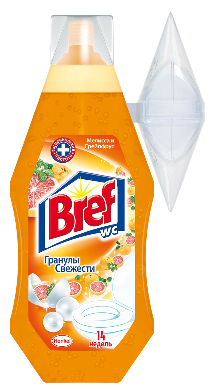 Освежитель для туалета Bref Гранулы свежести, с ароматом мелиссы и грейпфрута, 360 мл904632 Освежитель для туалета Bref Гранулы свежести, с ароматом мелиссы и грейпфрута, 360 мл904632Освежитель для туалета Bref Гранулы свежести обеспечивает безупречную чистоту и превосходный свежий аромат после каждого смывания. Нужно просто повесить корзинку на край унитаза и наполнить гелем. Состав: 5-15% анионные ПАВ, неионогенные ПАВ, Товар сертифицирован.