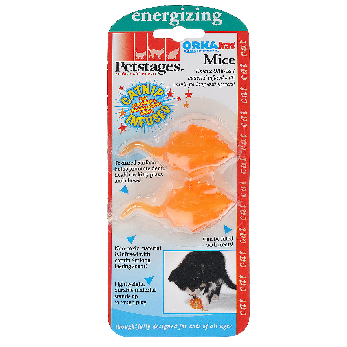 Игрушка для кошек Petstages ОPKA мышка, 2 шт328REX Игрушка для кошек Petstages ОPKA мышка, 2 шт328REXИгрушка для кошек Petstages ОPKA мышка изготовлена из синтетической резины пропитанной маслом кошачьей мяты. Этот материал настолько безопасен, что из него делают детские прорезыватели для зубов. Игрушка способствует тренировке жевательных мышц и массажу десен. Помогает удалить зубной налет, что способствует здоровью полости рта. Кошачья мята привлекает кошек и стимулирует их к игре. Размер игрушки: 7 см х 3 см х 3 см. Количество: 2 шт. Товар сертифицирован.