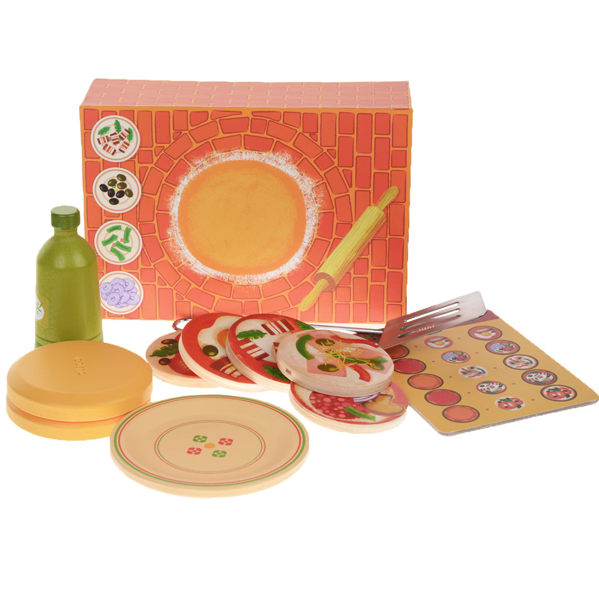 Djeco Игровой набор Пицца06637 Djeco Игровой набор Пицца06637Игровой набор Djeco Пицца - замечательный набор для сюжетно-ролевой игры. В нем ваш ребенок найдет все самое необходимое для того, чтобы приготовить и накормить свои любимые игрушки вкусной пиццей. Набор включает коробочку с изображением пекаря и печи на одной стороне и рабочей поверхностью для приготовления пиццы на другой, две формы-основы для пиццы, 5 двусторонних элементов в виде различных начинок пиццы, большую тарелку, бутылочку растительного масла, металлическую лопатку и карточку с примерами сочетания форм-основ с начинками. Элементы набора выполнены из высококачественного дерева. Ваш ребенок будет в восторге от такого подарка!