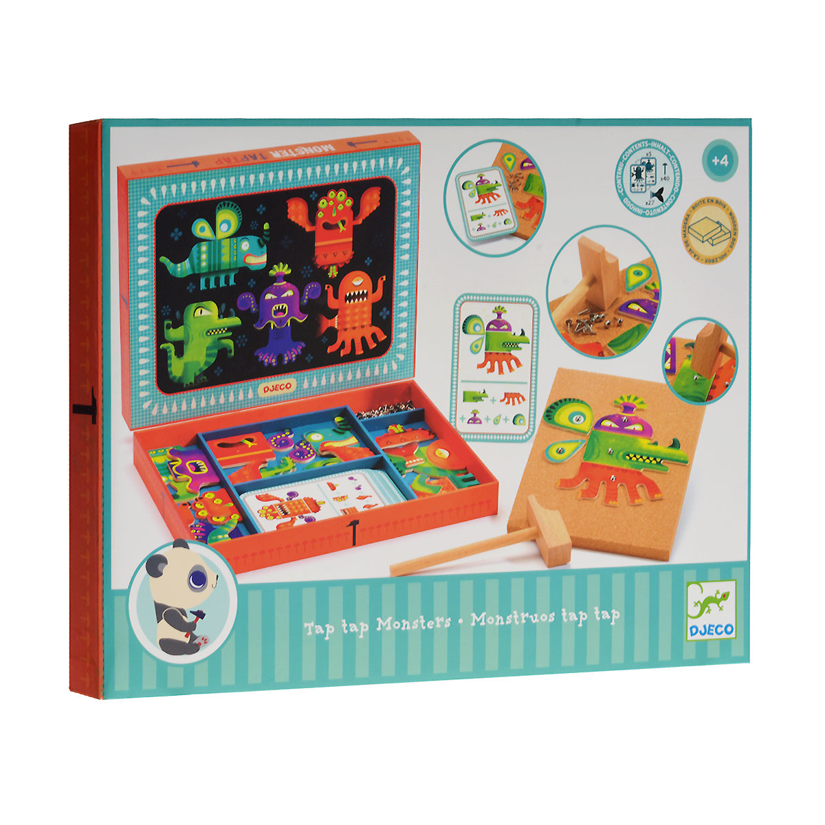 Djeco Конструктор Tap Tap Monsters06640 Djeco Конструктор Tap Tap Monsters06640Игровой набор-конструктор Djeco Tap Tap Monsters станет увлекательным развлечением для каждого ребенка, ведь он сможет собрать забавного монстрика, которого совсем не будет бояться. В набор входят основа, на которой будет собираться монстр, деревянные элементы с изображениями фрагментов 5 разных монстров, 5 двусторонних карточек с изображениями возможных вариантов монстров, металлические гвоздики и деревянный молоток. С помощью элементов набора малыш сможет создать забавных монстров согласно изображениям на карточках или проявить творческие способности и придумать собственный вариант. В элементах конструктора имеются дырочки для гвоздиков. Выбрав нужные элементы, осторожно приколотите их к основе - и монстрик готов! Гвоздики легко извлекаются из основы, и можно создавать монстриков снова и снова. Конструктор упакован в подарочную коробку. Конструкторы Djeco - увлекательная игра, в процессе которой развивается фантазия и пространственное мышление ребенка,...
