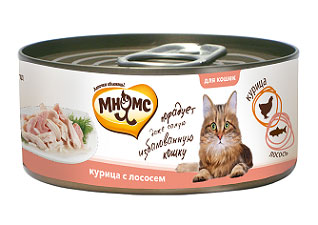 Консервы для кошек Мнямс, с курицей и лососем, 70 г700804 Консервы для кошек Мнямс, с курицей и лососем, 70 г700804Консервы для котят Мнямс состоят исключительно из отборных натуральных компонентов и не содержат сою, искусственные красители и усилители вкуса. В процессе производства консервов используется только отборное парное и охлажденное, а не замороженное сырье. Консервы из курицы изготовлены из нежного белого мяса куриных грудок с добавлением лосося. Состав: курица (45,5%), лосось (4,5%), рис (1%), вода, каррагинан. Аналитический состав: белок 14,38%, жир 0,9%, клетчатка 0,004%, зола 0,8%, влажность 83,3%. Вес: 70 г. Товар сертифицирован.