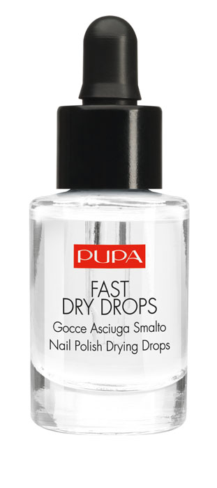 PUPA Быстрая сушка лака Fast Dry Drops, 7 мл030027001 PUPA Быстрая сушка лака Fast Dry Drops, 7 мл030027001Fast Dry Drops - Жидкость для сушки лака. Идеальный маникюр за одно мгновение? Fast Dry Drops высушит поверхностный слой лака за 60 секунд, полное высыхание наступает через несколько минут. Специальная формула повышает прочность лака и не пачкает ногти, обеспечивает безукоризненный результат! Арахисовое масло и витамин Е даёт ревитализирующуий эффект: лак становится идеально блестящим, средство питает и увлажняет кутикулу. Практичный дозатор гарантирует быстрое и точное нанесение. Подходит для всех лаков и средств серии “Нэил арт” Pupa