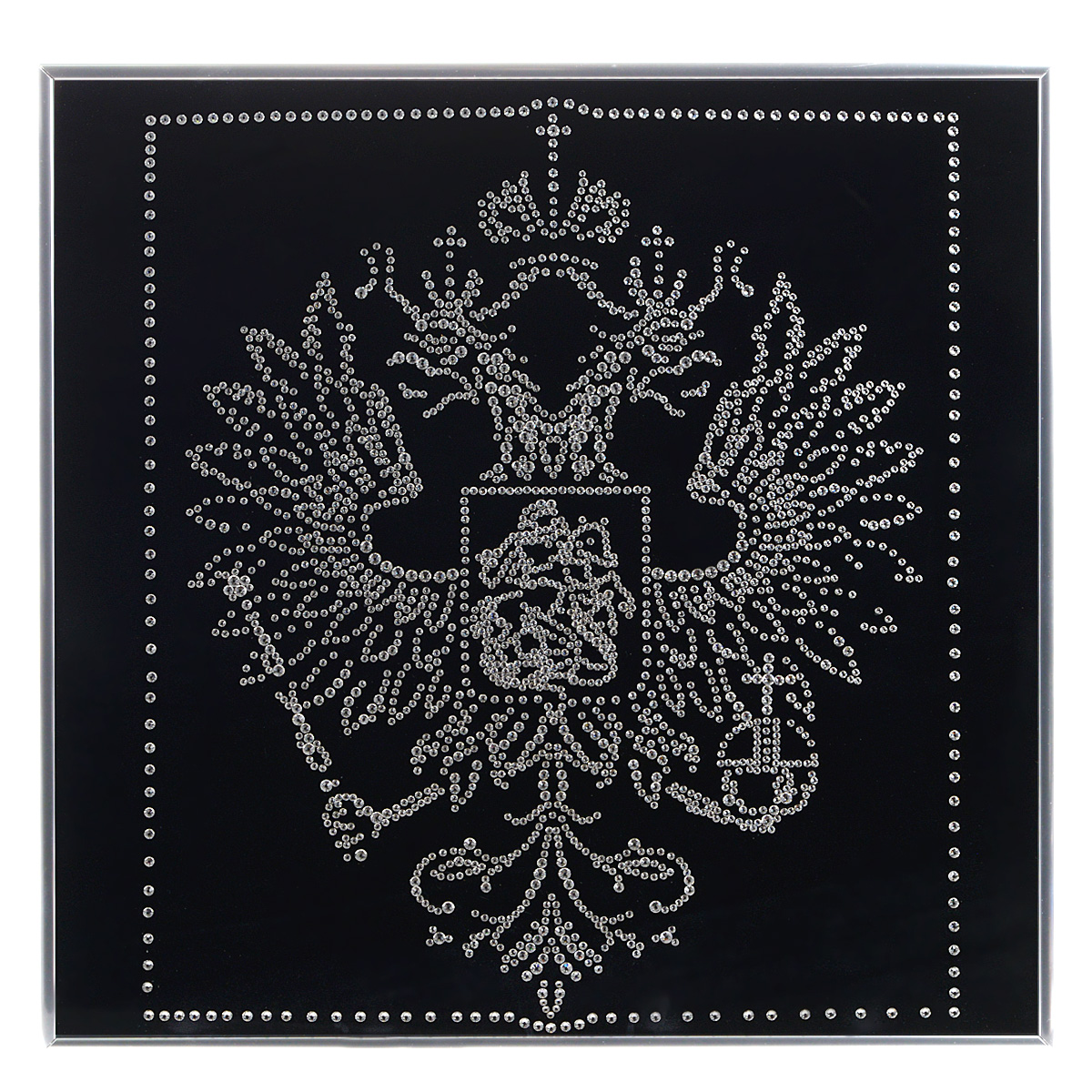 Картина с кристаллами Swarovski Герб РФ, 40 см х 40 см1080 Картина с кристаллами Swarovski Герб РФ, 40 см х 40 см1080Изящная картина в металлической раме, инкрустирована кристаллами Swarovski в виде герба Российской федерации. Стразы отличаются четкой и ровной огранкой, ярким блеском и чистотой цвета. С обратной стороны имеется металлическая петелька для размещения картины на стене. Картина с кристаллами Swarovski Герб РФ элегантно украсит интерьер дома или офиса, а также станет прекрасным подарком, который обязательно понравится получателю. Блеск кристаллов в интерьере, что может быть сказочнее и удивительнее. Картина упакована в подарочную картонную коробку синего цвета и комплектуется сертификатом соответствия Swarovski.