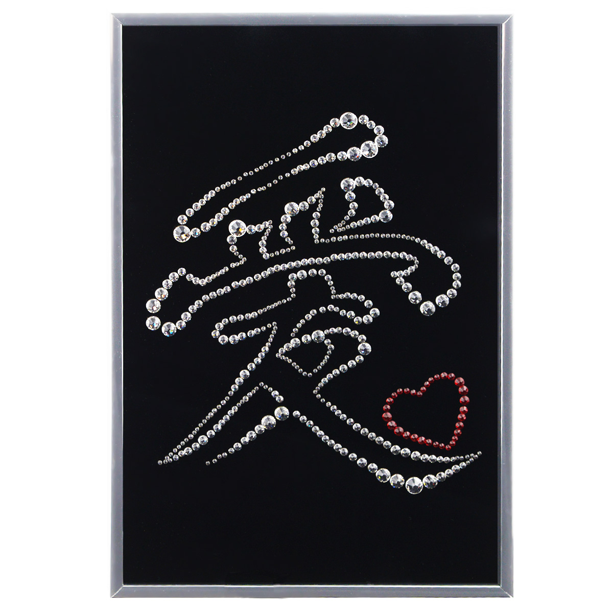 Картина с кристаллами Swarovski Иероглиф Символ любви, 20 х 30 см1157 Картина с кристаллами Swarovski Иероглиф Символ любви, 20 х 30 см1157Изящная картина в металлической раме, инкрустирована кристаллами Swarovski в виде Иероглифа - Символ любви. Кристаллы Swarovski отличаются четкой и ровной огранкой, ярким блеском и чистотой цвета. Под стеклом картина оформлена бархатистой тканью, что прекрасно дополняет блеск кристаллов. С обратной стороны имеется металлическая петелька для размещения картины на стене. Картина с кристаллами Swarovski Иероглиф Символ любви элегантно украсит интерьер дома или офиса, а также станет прекрасным подарком, который обязательно понравится получателю. Блеск кристаллов в интерьере, что может быть сказочнее и удивительнее. Картина упакована в подарочную картонную коробку синего цвета и комплектуется сертификатом соответствия Swarovski.