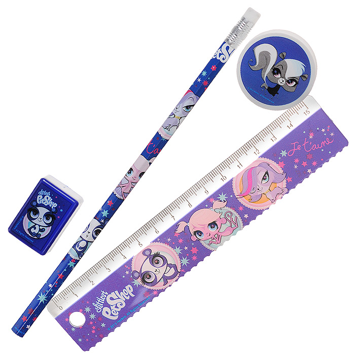 Канцелярский набор Littlest Pet Shop, 4 предметаLPBB-US1-5020-H Канцелярский набор Littlest Pet Shop, 4 предметаLPBB-US1-5020-HКанцелярский набор Littlest Pet Shop станет незаменимым атрибутом в учебе маленькой школьницы. Он включает в себя незаточенный чернографитный карандаш с ластиком на конце, круглый ластик, прямоугольную точилку и пластиковую линейку 15 см. Все предметы набора оформлены изображениями персонажей популярного мультсериала Littlest Pet Shop. Не рекомендуется детям до 3-х лет