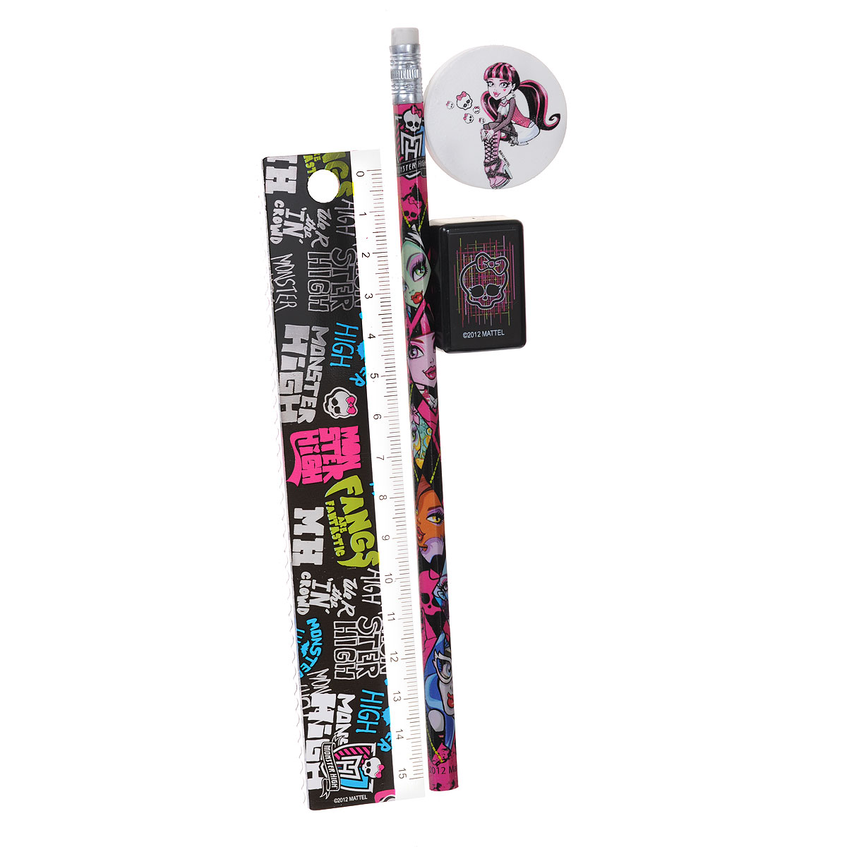Канцелярский набор Monster High, 4 предметаMHAB-US1-5020-H Канцелярский набор Monster High, 4 предметаMHAB-US1-5020-HКанцелярский набор Monster High станет незаменимым атрибутом в учебе маленькой школьницы. Он включает в себя незаточенный чернографитный карандаш с ластиком на конце, круглый ластик, прямоугольную точилку и пластиковую линейку 15 см. Все предметы набора оформлены изображениями персонажей популярного мультсериала Monster High. Не рекомендуется детям до 3-х лет