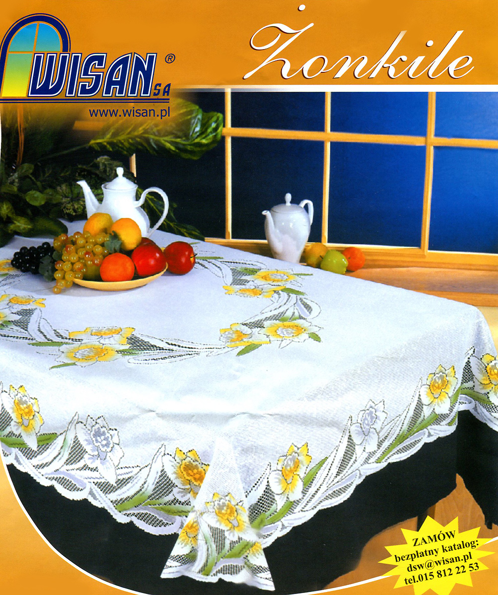 Скатерть Wisan Zonkile, прямоугольная, цвет: белый, 130 x 170 см8045 белая с ручной раскраской Скатерть Wisan Zonkile, прямоугольная, цвет: белый, 130 x 170 см8045 белая с ручной раскраскойВеликолепная прямоугольная скатерть Wisan Zonkile с жаккардовым плетением органично впишется в интерьер любого помещения, а оригинальный дизайн удовлетворит даже самый изысканный вкус. Изделие выполнено из полиэстера белого цвета и украшено изящным цветочным рисунком, раскрашенным вручную. Скатерть поможет создать атмосферу уюта и домашнего тепла в интерьере вашей кухни или комнаты, а также станет настоящим украшением праздничного стола.