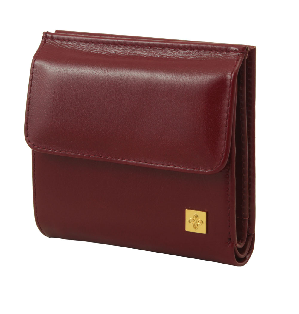 Кошелек женский Dimanche Tinto, цвет: гранатовый. 023023 Кошелек женский Dimanche Tinto, цвет: гранатовый. 023023Стильный женский кошелек Dimanche Tinto выполнен из натуральной высококачественной кожи и оформлен небольшой металлической пластиной с рельефным изображением цветка. Он состоит из двух отделений. Одно отделение закрывается клапаном на застежке-кнопке и предназначено для мелочи. Внутри него имеется небольшой кармашек без застежки. Внутри второго отделения находятся два отделения для купюр, дополнительная секция на застежке-молнии, два кармашка для мелких бумаг, два кармашка для визиток и пластиковых карт, карман с пластиковым прозрачным окошком, карман для sim-карты. Такой кошелек станет отличным подарком для человека, ценящего качественные и стильные вещи. Кошелек упакован в фирменную подарочную коробку. Стильный кошелек эффектно дополнит ваш образ и станет незаменимым аксессуаром.