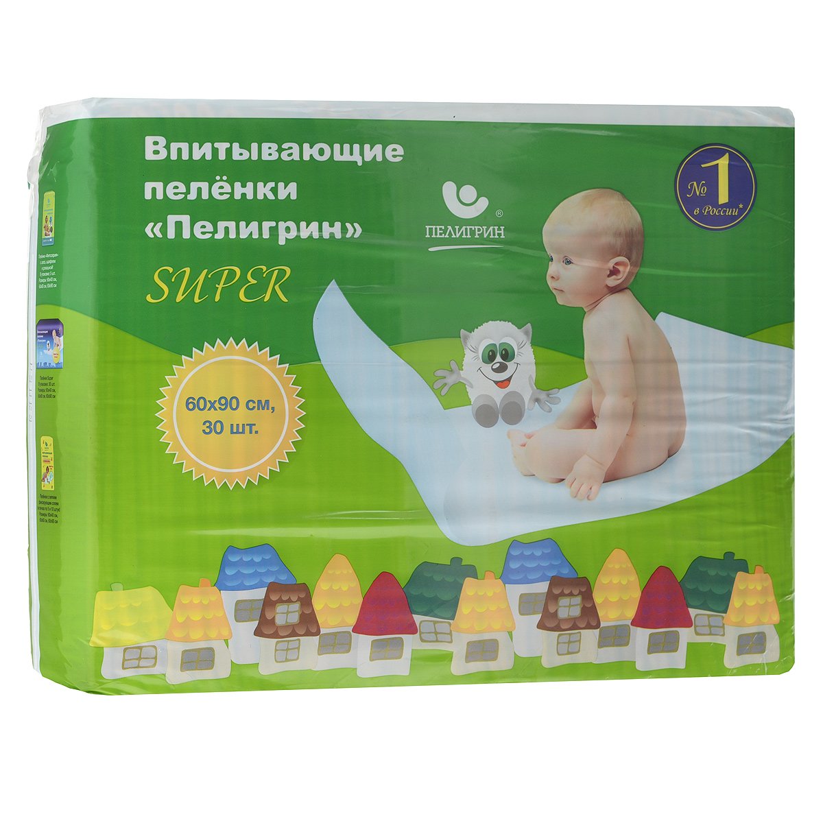 Пелигрин Пеленки впитывающие Super, 60 см х 90 см, 30 шт294 Пелигрин Пеленки впитывающие Super, 60 см х 90 см, 30 шт294Впитывающие пеленки Пелигрин - удобное средство для ухода за новорожденными детьми. Используются для защиты кроваток, колясок и пеленальных столиков и понадобятся на приеме у врача. Верхний слой пеленок изготовлен из гипоаллергенного нетканого материала, который пропуская влагу, всегда оставляет поверхность сухой. Впитывающий слой представляет собой натуральный экологически чистый гипоаллергенный материал (распушенная целлюлоза), который надежно удерживает влагу и запах. Полиэтиленовое основание пеленок исключает сквозное протекание жидкости. Товар сертифицирован.