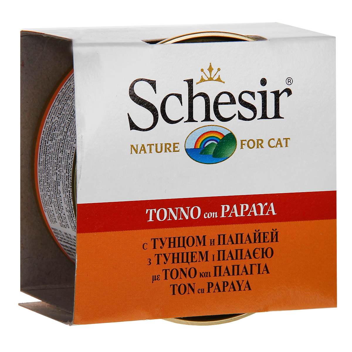 Консервы для кошек Schesir, с тунецом и папайей, 75 г132.С350 Консервы для кошек Schesir, с тунецом и папайей, 75 г132.С350Консервы Schesir - это полнорационный корм для кошек. Состав: тунец (38% минимум), папайя (4,1% минимум), рис (2%), овощной загуститель (добавка, разрешенная ЕС). Анализ состава: влага 84,5%, сырой протеин 10,5%, неочищенный жир 0,2%, сырая клетчатка 0,1%, сырая зола 1,5%. Вес: 75 г.