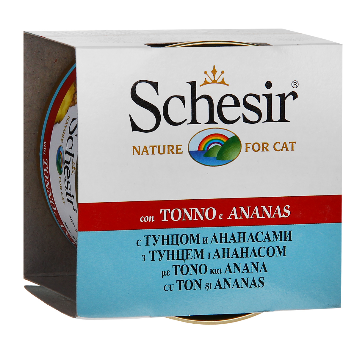 Консервы для кошек Schesir, с тунцом, ананасом и рисом, 75 г132.С353 Консервы для кошек Schesir, с тунцом, ананасом и рисом, 75 г132.С353Консервы Schesir - это полнорационный корм для кошек. Состав: тунец 42,9%, ананас 4%, рис 4%, овощной желатин. Анализ состава: белок 10,5%, масла и жиры 0,2%, клетчатка 0,1%, минеральные вещества 1,5%, влажность 84,5%. Вес: 75 г.