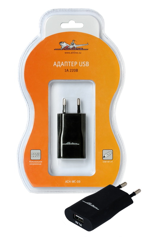 Адаптер USB Airline, 1 А, 220ВACH-WC-09 Адаптер USB Airline, 1 А, 220ВACH-WC-09Адаптер Airline предназначен для питания и зарядки различных мобильных устройств от розетки 220В. Адаптер имеет оригинальный дизайн. Корпус адаптера имеет стильное прорезиненное покрытие. Выход USB: 5В 1 А.