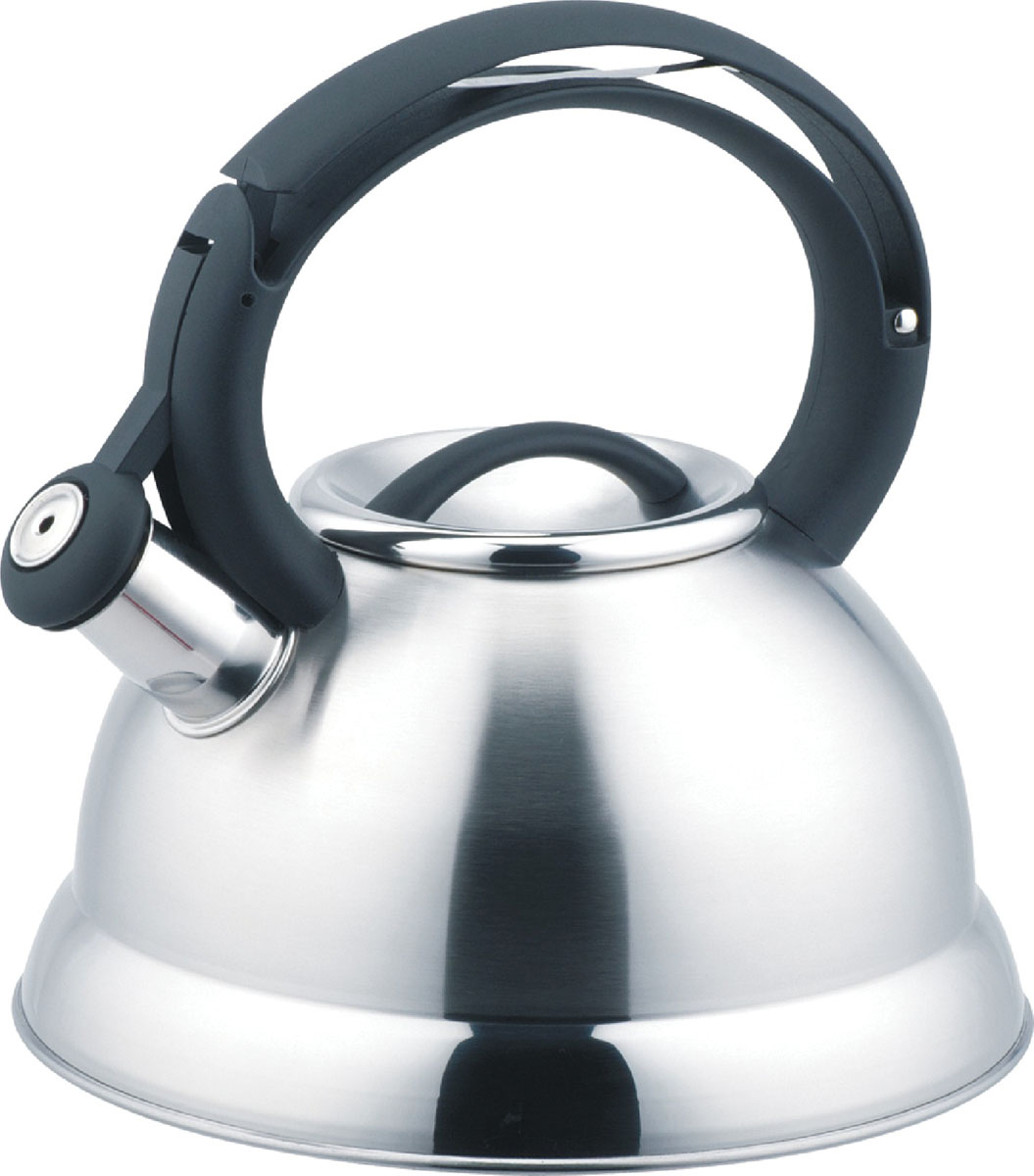 Чайник Bekker De Luxe со свистком, 2,6 л. BK-S404BK-S404 Чайник Bekker De Luxe со свистком, 2,6 л. BK-S404BK-S404Чайник Bekker De Luxe изготовлен из высококачественной нержавеющей стали 18/10. Поверхность матовая с зеркальной полосой по нижнему краю. Капсулированное дно распределяет тепло по всей поверхности, что позволяет чайнику быстро закипать. Эргономичная фиксированная ручка выполнена из бакелита черного цвета. Носик оснащен откидным свистком, который подскажет, когда вода закипела. Свисток открывается нажатием на рукоятку. Подходит для всех типов плит, включая индукционные. Можно мыть в посудомоечной машине.