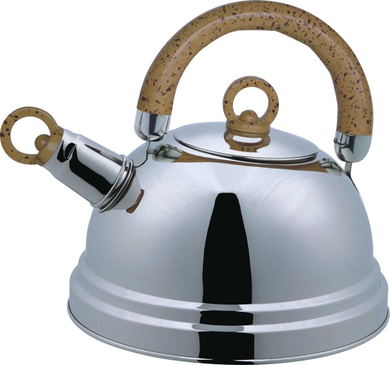 Чайник Bekker De Luxe со свистком, 2,5 л. BK-S367M (12)BK-S367M (12) Чайник Bekker De Luxe со свистком, 2,5 л. BK-S367M (12)BK-S367M (12)Чайник Bekker De Luxe изготовлен из высококачественной нержавеющей стали с зеркальной полировкой. Капсулированное дно распределяет тепло по всей поверхности, что позволяет чайнику быстро закипать. Эргономичная подвижная ручка выполнена из бакелита оригинального дизайна. Носик оснащен съемным свистком, который подскажет, когда вода закипела. Подходит для всех типов плит, кроме индукционных. Можно мыть мыть в посудомоечной машине. Диаметр (по верхнему краю): 8,5 см. Диаметр основания: 20,5 см. Толщина стенок: 0,4 мм. Высота чайника (без учета ручки): 12 см. Высота чайника (с учетом ручки): 22,5 см.