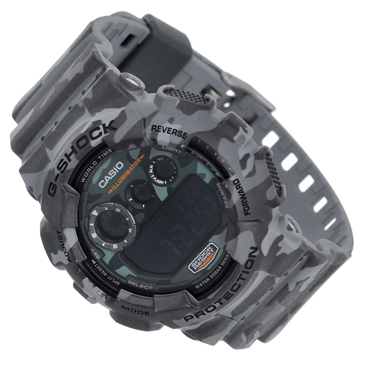 Часы мужские наручные Casio G-Shock, цвет: серый, светло-серый. GD-120CM-8EGD-120CM-8E Часы мужские наручные Casio G-Shock, цвет: серый, светло-серый. GD-120CM-8EGD-120CM-8EСтильные часы G-Shock от японского брэнда Casio - это яркий функциональный аксессуар для современных людей, которые стремятся выделиться из толпы и подчеркнуть свою индивидуальность. Часы выполнены в спортивном стиле. Корпус имеет ударопрочную конструкцию, защищающую механизм от ударов и вибрации. Циферблат подсвечивается светодиодной автоматической подсветкой. При движении руки дисплей освещается ярким светом. Ремешок из мягкого пластика имеет классическую застежку. Основные функции: - 5 будильников, один из которых с функцией Snooze, ежечасный сигнал; - автоматический календарь (число, месяц, день недели, год); - сплит-хронограф; - секундомер с точностью показаний 1/100 с, время измерения 24 часа; - 12-ти и 24-х часовой формат времени; - таймер обратного отсчета от 1 мин до 24 ч; - мировое время; - функция включения/отключения звука. Часы упакованы в...