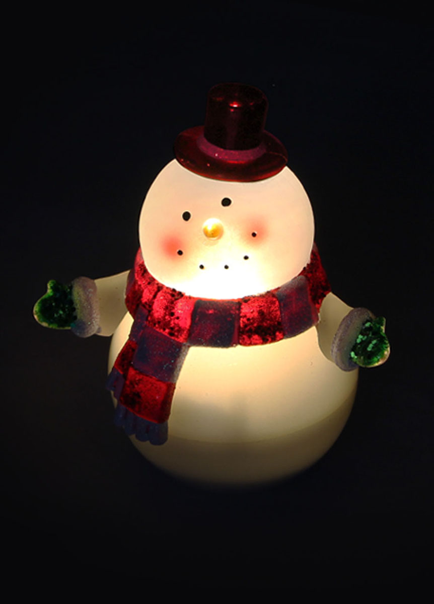 Новогодняя декоративная фигурка-неваляшка Kosmos "Снеговик", с подсветкой, высота 12 см