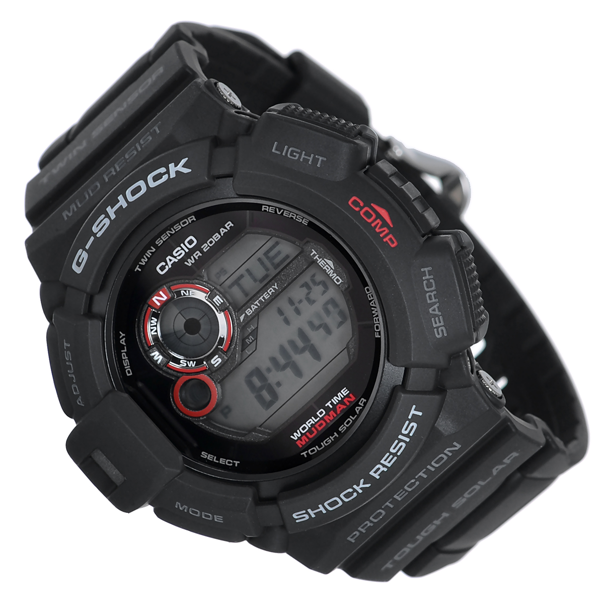 Часы мужские наручные Casio G-Shock, цвет: черный. G-9300-1EG-9300-1E Часы мужские наручные Casio G-Shock, цвет: черный. G-9300-1EG-9300-1EСтильные кварцевые часы G-Shock от японского брэнда Casio - это яркий функциональный аксессуар для современных людей, которые стремятся выделиться из толпы и подчеркнуть свою индивидуальность. Часы выполнены в спортивном стиле. Корпус имеет ударопрочную конструкцию, защищающую механизм от ударов и вибрации. Циферблат подсвечивается электролюминесцентной подсветкой. Подсветка активируется при недостаточном свете и выключается, когда освещения достаточно. Ремешок из пластика имеет классическую застежку. Основные функции: - 5 будильников, один с функцией Snooze, ежечасный сигнал; - автоматический календарь (число, месяц, день недели, год); - секундомер с точностью показаний 1/100 с и временем измерения 1000 ч; - мировое время; - таймер обратного отсчета от 1 мин до 24 ч с автоповтором; - 12-ти и 24-х часовой формат времени; - защита от попадания внутрь пыли и грязи; - ...