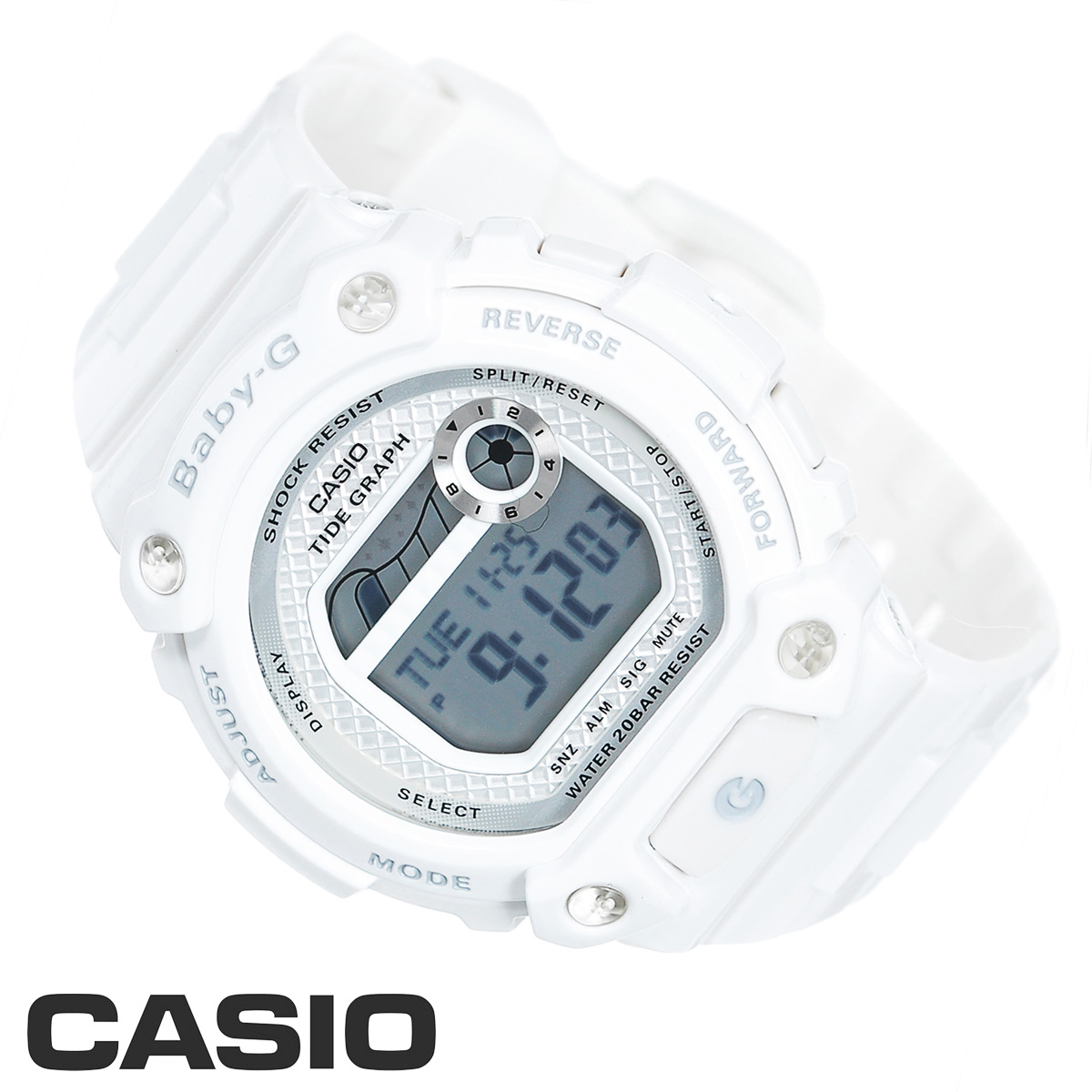 Часы женские наручные Casio Baby-G, цвет: белый, серебристый. BLX-100-7EBLX-100-7E Часы женские наручные Casio Baby-G, цвет: белый, серебристый. BLX-100-7EBLX-100-7EСтильные электронные часы Baby-G от японского брэнда Casio - это яркий функциональный аксессуар для современных людей, которые стремятся выделиться из толпы и подчеркнуть свою индивидуальность. Часы выполнены в спортивном стиле. Часы имеют ударопрочную конструкцию, защищающую механизм от ударов и вибрации. Электролюминесцентная подсветка освещает весь циферблат часов, после отпускания кнопки свечение продолжается еще некоторое время. Ремешок из мягкого пластика застегивается на классическую застежку. Основные функции: - 5 будильников, один с функцией повтора сигнала (чтобы отложить пробуждение), ежечасный сигнал; - автоматический календарь (число, месяц, день недели, год); - секундомер с точностью показаний 1/100 с, время измерения 24 ч; - сплит-хронограф; - 12-ти и 24-х часовой формат времени; - таймер обратного отсчета от 1 мин до 24 ч с автоповтором; - графическое...