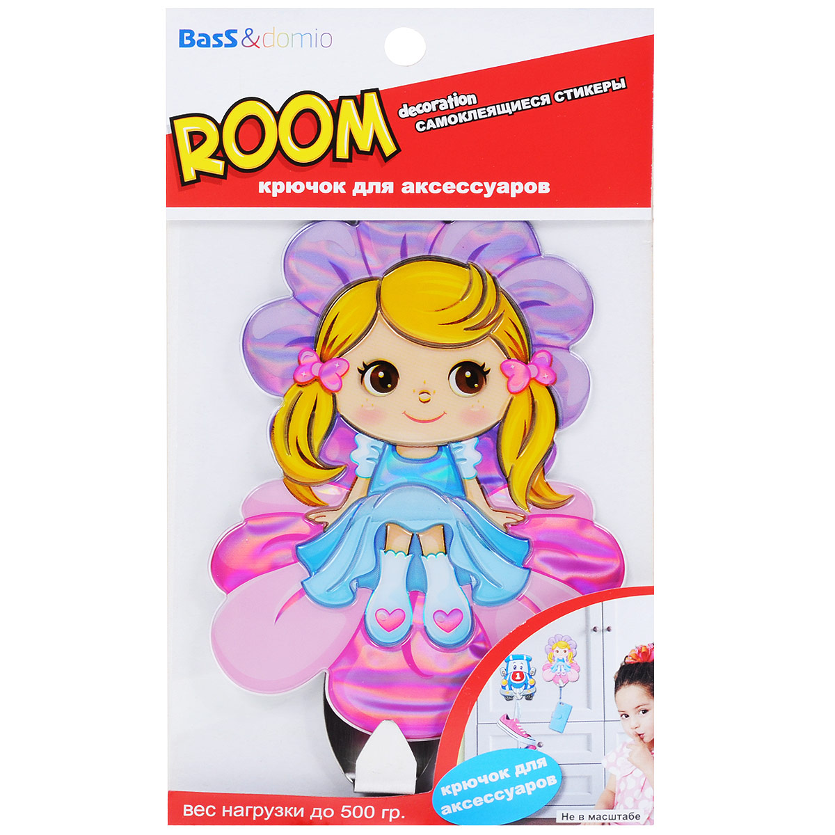 Наклейка для интерьера Room Decoration Дюймовочка, с крючком для аксессуаров, 13 х 9 смSHA0305 Наклейка для интерьера Room Decoration Дюймовочка, с крючком для аксессуаров, 13 х 9 смSHA0305Наклейка для стен и предметов интерьера Room Decoration Дюймовочка, изготовленная из экологически безопасной самоклеящейся виниловой пленки и пластика - это удивительно простой и быстрый способ оживить интерьер помещения. Изделие выполнено в виде маленькой девочки, сидящей на цветке. Наклейка оснащена металлическим крючком для подвешивания различных аксессуаров. Интерьерные наклейки дадут вам вдохновение, которое изменит вашу жизнь и поможет погрузиться в мир ярких красок, фантазий и творчества. Для вас открываются безграничные возможности придумать оригинальный дизайн и придать новый вид стенам и мебели. Наклейки абсолютно безопасны для здоровья. Они быстро и легко наклеиваются на любые ровные поверхности: стены, окна, двери, кафельную плитку, виниловые и флизелиновые обои, стекла, мебель. При необходимости удобно снимаются, не оставляют следов и не повреждают поверхность (кроме бумажных обоев). Наклейка Room Decoration Дюймовочка идеально...