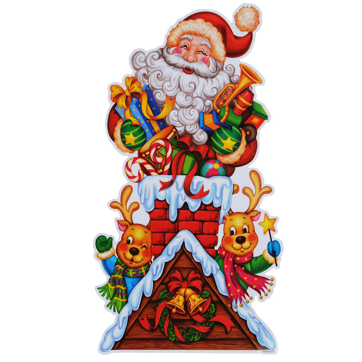 Новогоднее оконное украшение Room Decoration Дед Мороз и оленята, 42 х 24 смWDX5203C Новогоднее оконное украшение Room Decoration Дед Мороз и оленята, 42 х 24 смWDX5203CНовогоднее оконное украшение Room Decoration Дед Мороз и оленята поможет украсить дом к предстоящим праздникам. На одном листе расположены одна наклейка в виде изображения деда мороза с оленятами. Яркие изображения нанесены на прозрачную виниловую пленку и крепятся к гладкой поверхности стекла посредством статического эффекта. Наклейки декорированы блестками. Наклейки не содержат клея, не оставляют следов и идеальны для многоразового использования. Также имеется инструкция на русском языке. Новогодние украшения всегда несут в себе волшебство и красоту праздника. Создайте в своем доме атмосферу тепла, веселья и радости, украшая его всей семьей. Материал: виниловая пленка. Размер листа: 42 см х 24 см. Размер наклейки: 41,5 см х 22,5 см.