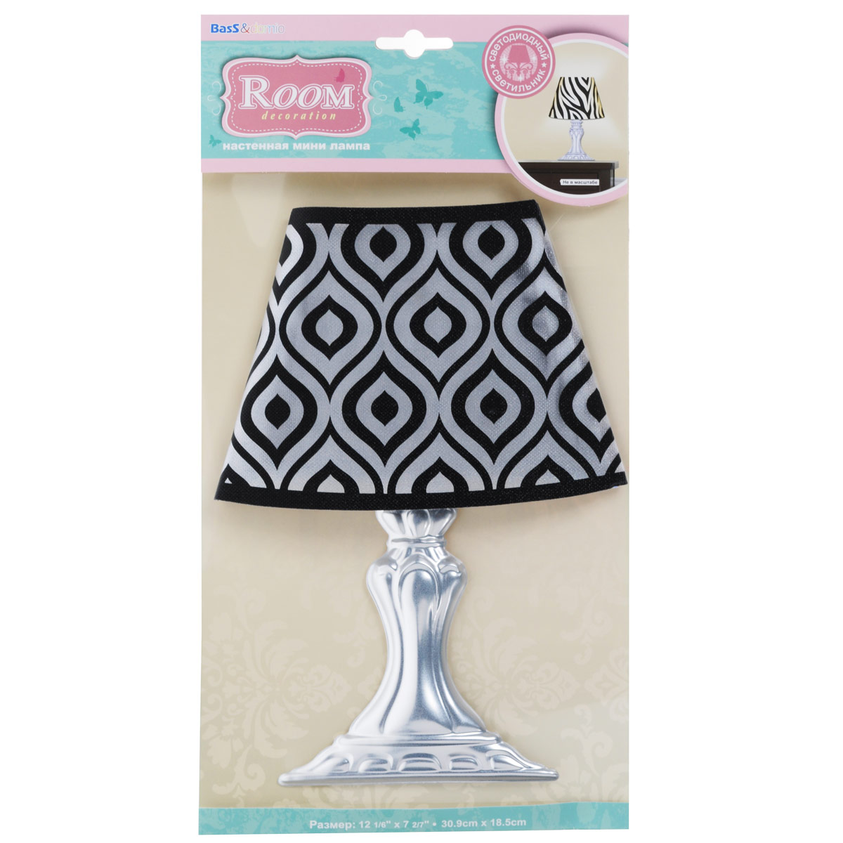 Наклейка-светильник для интерьера Room Decoration Лампа, 25 см х 18 см. LDA1303LDA1303 Наклейка-светильник для интерьера Room Decoration Лампа, 25 см х 18 см. LDA1303LDA1303Наклейка для стен и предметов интерьера Room Decoration Лампа, изготовленная из экологически безопасной самоклеящейся виниловой пленки и пластика - это удивительно простой и быстрый способ оживить интерьер помещения. Изделие выполнено в виде небольшой настольной лампы, декорированной оригинальным орнаментом. Лампа может использоваться и как светильник, благодаря встроенным светодиодным лампочкам и батарейкам. Для включения нужно коснуться светильника рукой. Выключается автоматически через 30-40 секунд. Интерьерные наклейки дадут вам вдохновение, которое изменит вашу жизнь и поможет погрузиться в мир ярких красок, фантазий и творчества. Для вас открываются безграничные возможности придумать оригинальный дизайн и придать новый вид стенам и мебели. Наклейки абсолютно безопасны для здоровья. Они быстро и легко наклеиваются на любые ровные поверхности: стены, окна, двери, кафельную плитку, виниловые и флизелиновые обои, стекла, мебель. При необходимости...