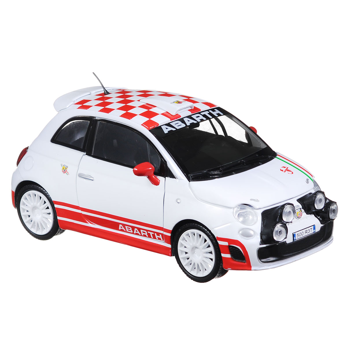 MotorMax Модель автомобиля Abarth 500 R3T73379 MotorMax Модель автомобиля Abarth 500 R3T73379Коллекционная модель MotorMax Abarth 500 R3T станет хорошим подарком для любого ценителя автомобилей. Она имеет отличную детализацию и является уменьшенной копией настоящей машины. История автомобилей Абарт началась еще в 1949 году, когда знаменитый гонщик и конструктор Карло Альберто Абарт открыл свою фабрику по производству глушителей и систем выпуска отработанных газов, позже перейдя на производство спортивных автомобилей. Abarth 500 R3T сделан на базе автомобиля Fiat Nuova 500, что объясняет их частичное внешнее сходство. Коллекционная модель Abarth 500 R3T изготовлена в масштабе 1:24 и максимально приближена к своему прототипу. У автомобиля проработан интерьер салона и устройство двигателя, он имеет прорезиненные шины, а капот и дверцы открываются. Модель изготовлена из литого металла с добавлением пластиковых элементов. Abarth 500 R3T использовался для раллийных гонок, поэтому спереди он имеет 4 дополнительных фары, для лучшего освещения дороги. Этот...