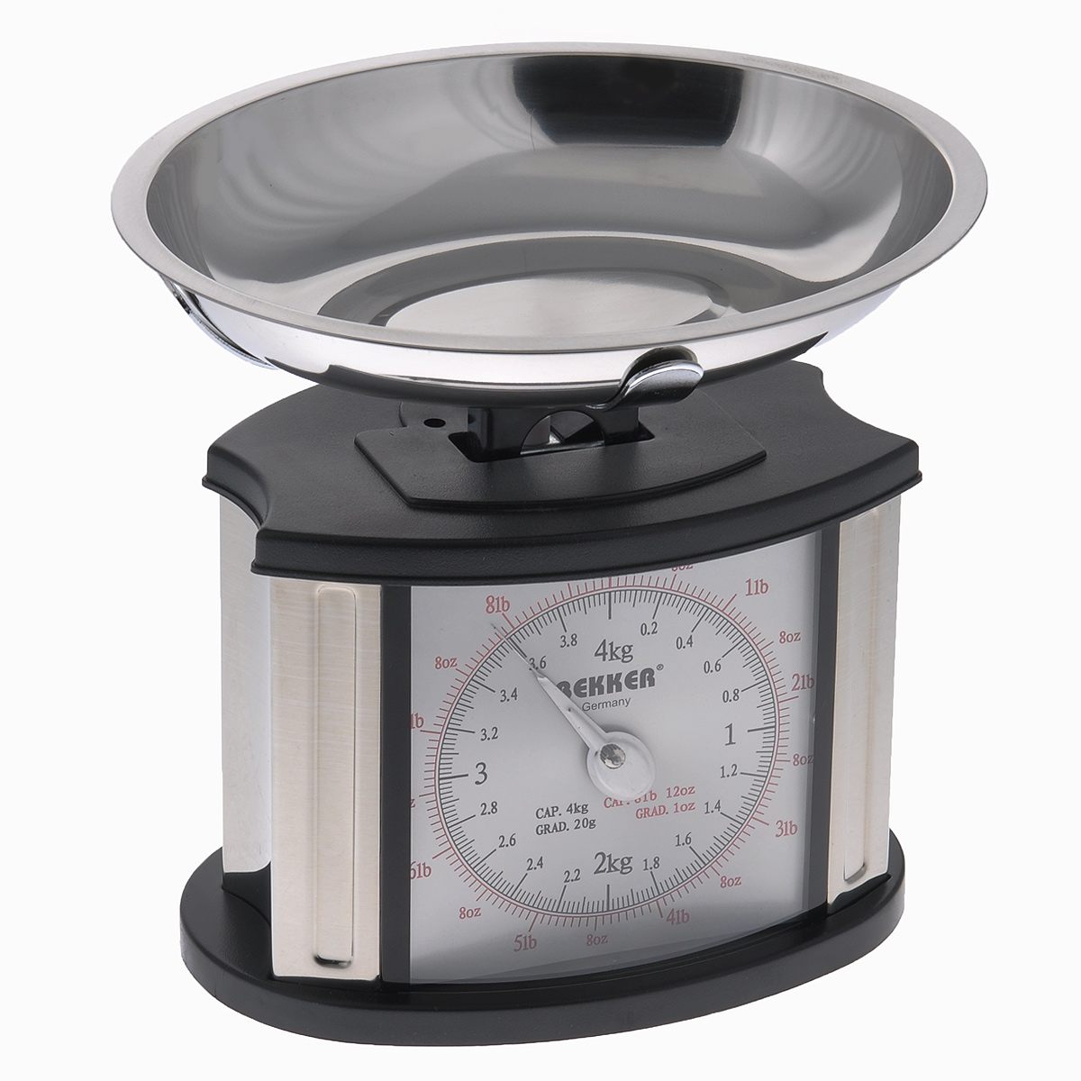 Весы кухонные механические Bekker Koch, до 4 кгBK-9106 Весы кухонные механические Bekker Koch, до 4 кгBK-9106Механические кухонные весы Bekker Koch, выполненные из высокопрочного пластика и металла, с большой, хорошо читаемой шкалой и съемной чашей, придутся по душе каждой хозяйке и станут незаменимым аксессуаром на кухне. На шкале присутствуют несколько единиц измерения. Красная шкала обозначает унции и фунты, а черная - килограммы и граммы. В комплекте - чаша из нержавеющей стали. Вам больше не придется использовать продукты на глаз. Весы Bekker Koch позволят вам с высокой точностью дозировать продукты, следуя вашим любимым рецептам. Размер весов (без чаши): 18 см х 13 см х 18,5 см. Объем чаши: 1 л. Размер чаши: 23,5 см х 18,5 см х 4 см.
