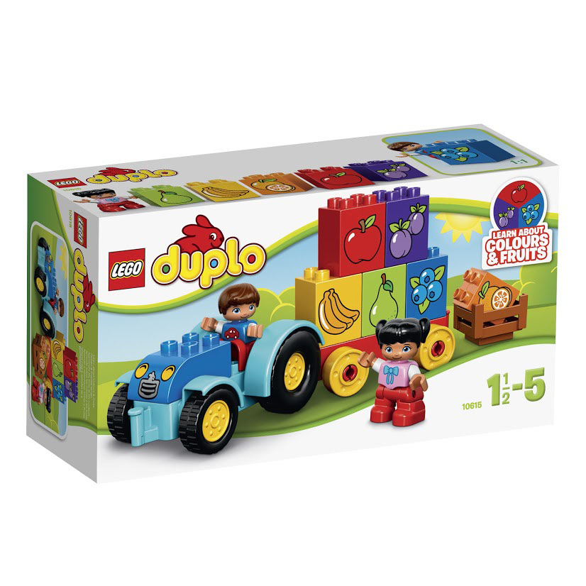 LEGO DUPLO Конструктор Мой первый трактор 1061510615 LEGO DUPLO Конструктор Мой первый трактор 1061510615Изучайте цвета и фрукты во время веселой игры с набором LEGO DUPLO Мой первый трактор. Соберите трактор, потом сложите в него фрукты и отвезите на рынок! В набор входят 2 мини-фигурки: мальчик и девочка. Этот набор предназначен для самых юных конструкторов. Его детали выполнены из высококачественного прочного пластика, стойкого к броскам и ударам. Все элементы имеют безопасную закруглённую форму, которая подойдёт даже для маленьких ручек полуторагодовалого малыша. Используя двух героев, входящих в комплект, ребёнок сможет самостоятельно разыграть весёлые сценки, посвящённые сбору урожая, а также научиться складывать кубики друг на друга, заполняя кузов грузовика. В наборе присутствует 6 кубиков с изображением ягод и фруктов. Их цвет соответствует цветам плодов, что позволит ребёнку быстро запомнить их названия. Конструктор - это один из самых увлекательнейших и веселых способов времяпрепровождения. Ребенок сможет часами играть с конструктором, придумывая различные...
