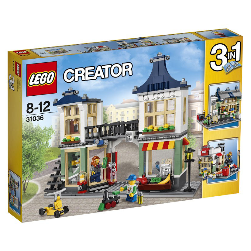 LEGO Creator Конструктор Магазин по продаже игрушек и продуктов 3103631036 LEGO Creator Конструктор Магазин по продаже игрушек и продуктов 3103631036Открой мир приключений с этим захватывающим набором Магазин по продаже игрушек и продуктов. В уютном продуктовом магазине продавай своим покупателям свежие фрукты и овощи, утренние газеты и вкусные напитки или зайди в соседний магазин игрушек, где продается классный робот! Потом выгляни наружу, купи вкусное красное яблоко или испытай ярко окрашенный автомат по продаже жвачки! Этот восхитительный универсам можно разложить, чтобы получить доступ к детально выполненному интерьеру, или можно сделать цветной фасад, выходящий на главную улицу, с двумя магазинами: магазином игрушек и продуктовым, каждый с собственной уникальной вывеской. Балкон магазина по продаже игрушек и продуктов превращается в изящный соединительный мостик, связывающий 2 уютные квартиры на втором этаже. Ты также можешь перестроить сделанные из набора здания и создать почту или газетный киоск - вот что называется три в одном! Этот красочный игровой набор содержит 446 пластиковых элементов для сборки и...