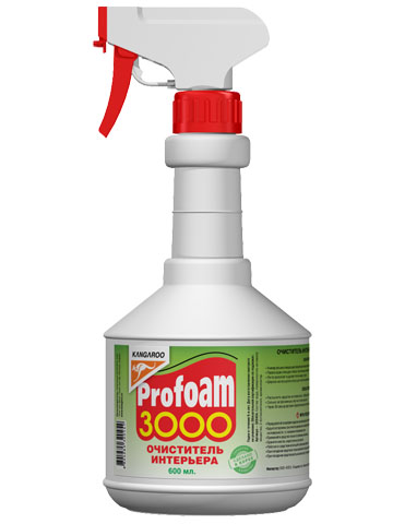 Очиститель интерьера Kangaroo Profoam 3000, 600 мл320454 Очиститель интерьера Kangaroo Profoam 3000, 600 мл320454Очиститель интерьера Kangaroo Profoam 3000 - это универсальное очищающее средство для ткани, велюра, ковровых покрытий. Превосходно очищает любые пластиковые поверхности. Легко разлагает и удаляет пятна жира и грязи. Широко используется в быту для чистки мебели и ковров, а также для чистки автомобильных сидений. Обладает приятным запахом.