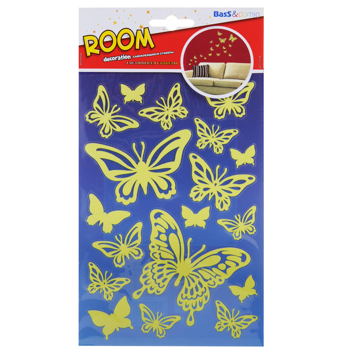 Наклейки для интерьера Room Decoration Бабочки, светящиеся, 21 х 14 смPUA1010 Наклейки для интерьера Room Decoration Бабочки, светящиеся, 21 х 14 смPUA1010Уважаемые клиенты! Обращаем ваше внимание на возможные изменения в дизайне упаковки. Качественные характеристики товара остаются неизменными. Поставка осуществляется в зависимости от наличия на складе.