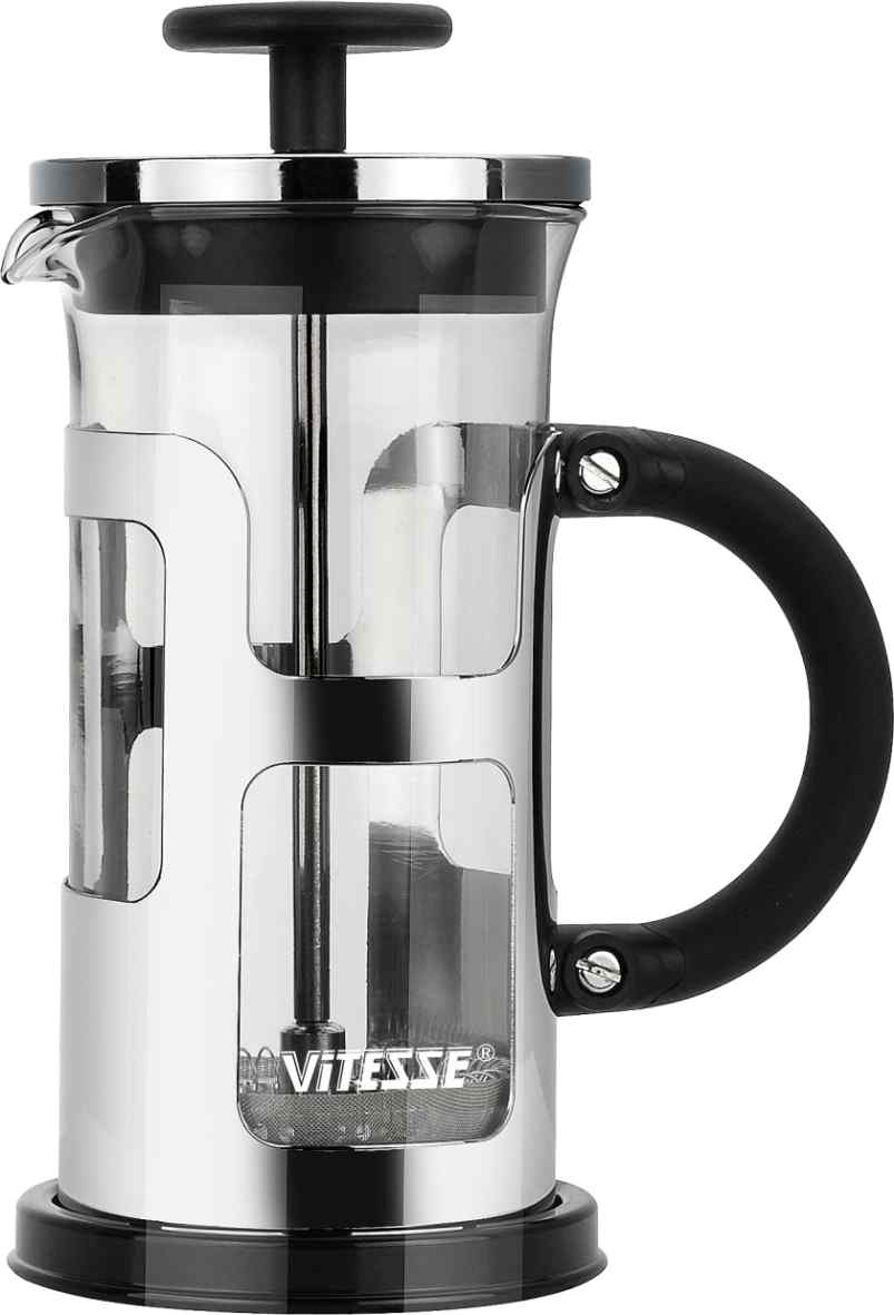 Кофеварка френч-пресс Vitesse, с мерной ложкой, 350 мл. VS-2611VS-2611 Кофеварка френч-пресс Vitesse, с мерной ложкой, 350 мл. VS-2611VS-2611Кофеварка Vitesse с фильтром френч-пресс поможет вам в приготовлении ароматного кофе. Колба френч-пресса Vitesse выполнена из термостойкого стекла, что позволяет наблюдать процесс настаивания и заваривания напитка, а также обеспечивает гигиеничность посуды. Внешний корпус, выполненный из нержавеющей стали, оригинального дизайна, долговечен, прочен и устойчив к деформациям и образованию царапин. Френч-пресс имеет удобную прорезиненную ручку, носик, а так же мерную ложку, выполненную из пластика. Кофеварки предназначены для приготовления кофе методом настаивания и отжима. Вы также можете использовать френч-пресс для заваривания чая и различных трав. Уникальный дизайн полностью соответствует последним модным тенденциям в создании предметов бытовой техники. Можно использовать в посудомоечной машине. Высота кофеварки (без учета крышки): 14,7 см. Размер кофеварки (с учетом крышки и ручки): 18,7 см х 13 см х 8 см. Диаметр основания: 8 см. ...
