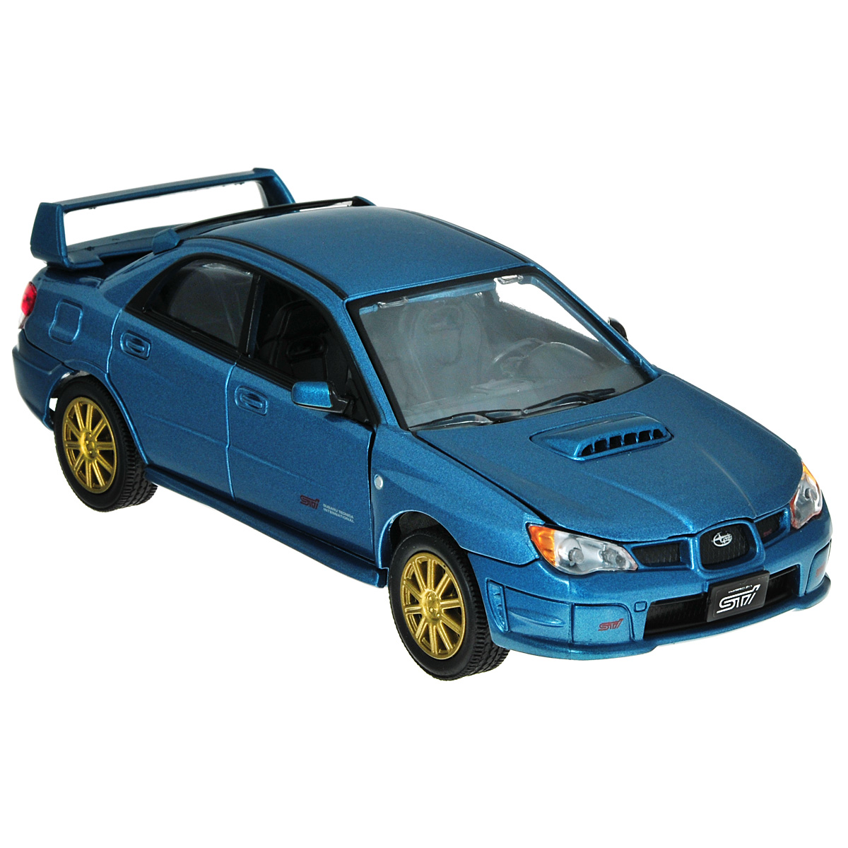 Коллекционная модель MotorMax Subaru Impreza WRX STI, цвет: голубой металлик. Масштаб 1/24blue/ast73330 Коллекционная модель MotorMax Subaru Impreza WRX STI, цвет: голубой металлик. Масштаб 1/24blue/ast73330Коллекционная модель MotorMax Subaru Impreza WRX STI станет хорошим подарком для любого ценителя автомобилей. Subaru Impreza WRX STI - автомобиль для тонких ценителей искусства вождения. Теперь обычная поездка превращается в настоящее удовольствие, когда вы едете на шедевре, созданном лучшими умами мирового автопрома. Невероятно надежный, невероятно стильный! Такую машину нельзя оставить без внимания. Добавьте ее и в свой автопарк вместе с масштабной моделью от MotorMax. Как и другие модели, эта машинка выпущена по лицензии и максимально точно соответствует внешнему виду реального авто. Откройте двери машинки, загляните под капот - вы найдете все то, что должно быть в настоящем Subaru. Эта модель долго прослужит своему владельцу, ведь ее корпус отлит из металла по технологии die cast. Отделка салона и некоторые другие элементы авто - пластиковые, а шины на колесах изготовлены из резины.
