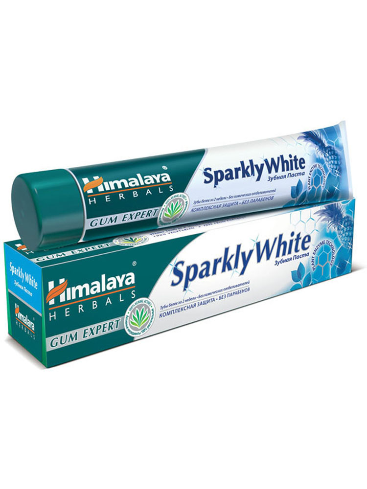 Himalaya Herbals Зубная паста Sparkly White, отбеливающая, 75 мл38790240 Himalaya Herbals Зубная паста Sparkly White, отбеливающая, 75 мл38790240В состав зубных паст Himalaya Herbals Gum Expert входят мисвак и натуральные вяжущие компоненты, которые защищают десны и делают их здоровыми. Инновационный растительный состав зубной пасты Sparkly White, основанный на ферментативных технологиях растительного сырья – папайи и ананаса, за 2 недели мягко удаляет темные пятна с поверхности зубов, делая их ослепительно белыми. Зубы становятся белее через 2 недели, компоненты борются с образованием темных пятен, эффективно удаляют зубной налет. Помогает остановить кровоточивость десен и предотвращает воспаление. 12-ти часовая защита от воздействия болезнетворных микроорганизмов. Обеспечивает свежее дыхание надолго. Не содержит фтор. Товар сертифицирован.