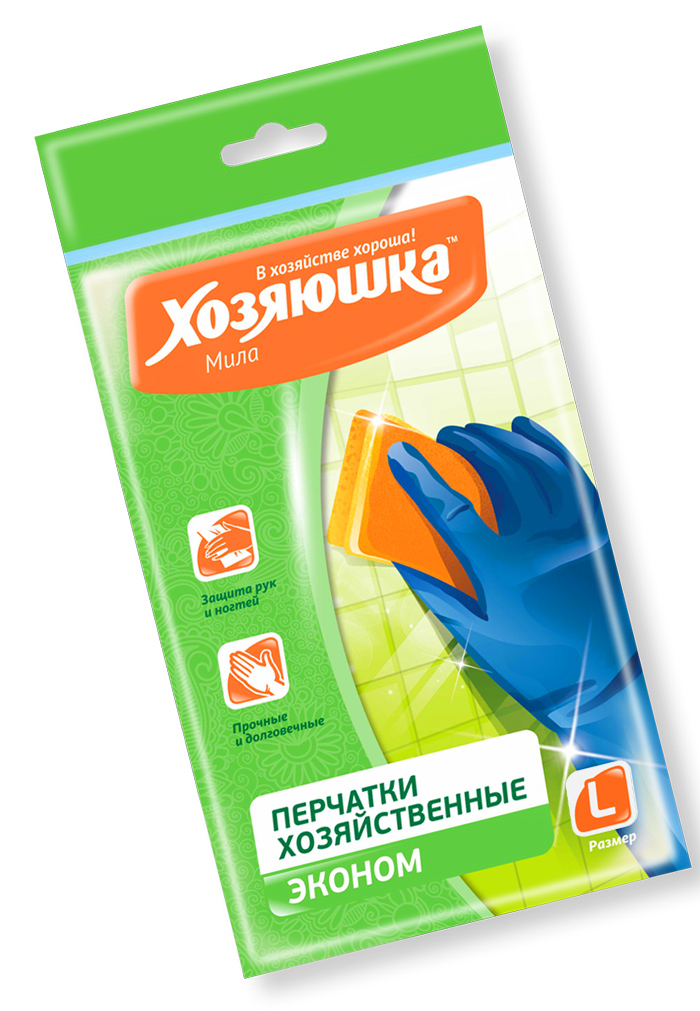 Перчатки хозяйственные Хозяюшка Мила "Эконом", латексные. Размер L Перчатки хозяйственные Хозяюшка Мила "Эконом", латексные. Размер L
