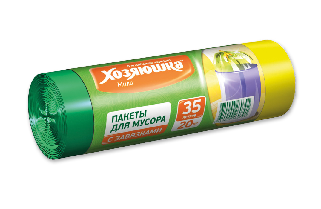 Пакеты для мусора Хозяюшка Мила, с завязками, 35 л, 20 шт07005 Пакеты для мусора Хозяюшка Мила, с завязками, 35 л, 20 шт07005Мешки для мусора Хозяюшка Мила снабжены специальными прочными завязками, с помощью которых можно легко завязать пакет, предотвратив тем самым выпадение мусора и появление неприятного запаха. Мешки для мусора с завязками надёжны и удобны в эксплуатации, за счёт чего пользуются особым спросом на рынке. Объем мешка: 35 л. Количество в упаковке: 20 шт. Размер мешка: 50 см х 58 см. УВАЖАЕМЫЕ КЛИЕНТЫ! Обращаем ваше внимание на возможные изменения в цветовом дизайне, связанные с ассортиментом продукции. Поставка осуществляется в зависимости от наличия на складе.
