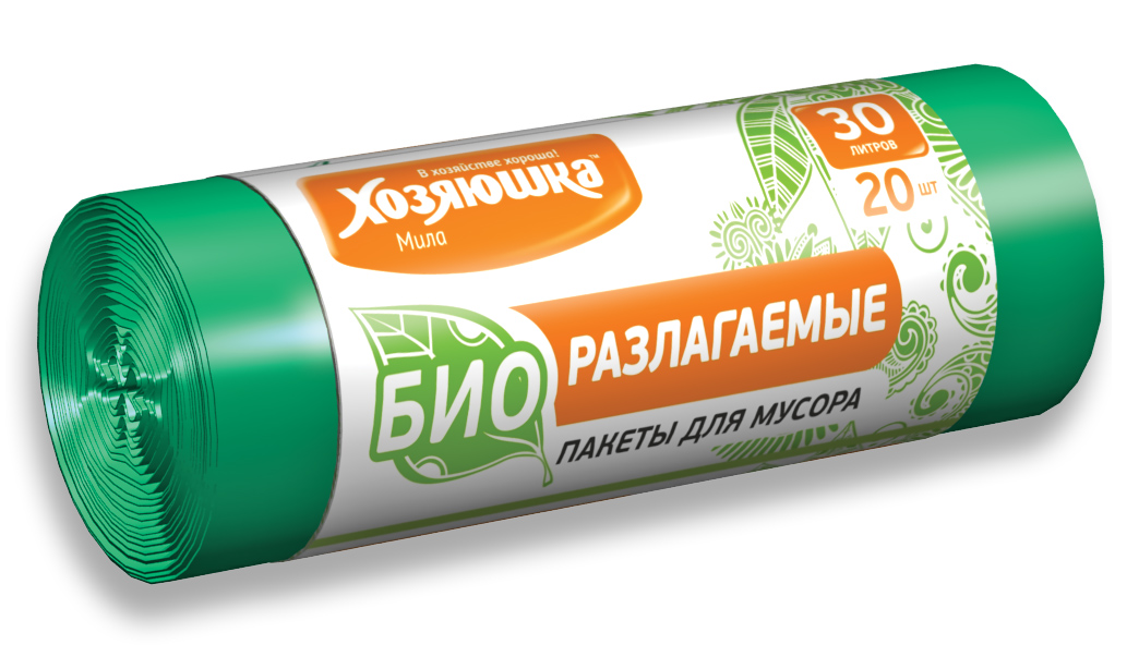 Пакеты для мусора Хозяюшка Мила, биоразлагаемые, цвет: зеленый, 30 л, 20 шт07025 Пакеты для мусора Хозяюшка Мила, биоразлагаемые, цвет: зеленый, 30 л, 20 шт07025Биоразлагаемые пакеты для мусора Хозяюшка Мила созданы из материалов, которые после использования разлагаются за 1,5-2 года под действием кислорода, воды и света и превращаются в органические соединения. Поэтому биоразлагаемые пакеты не оказывают негативного воздействия на природу и в последнее время пользуются всё большим спросом. Данный вид пакетов полностью аналогичен обычным пакетам для мусора по прочности и внешнему виду. Объем мешка: 30 л. Количество в упаковке: 20 шт. Длина мешка: 57,5 см.