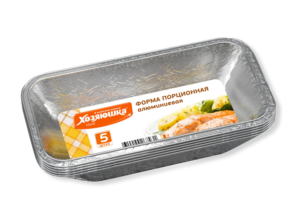 Форма для запекания Хозяюшка Мила, 20 х 11 х 5,5 см, 5 шт09024 Форма для запекания Хозяюшка Мила, 20 х 11 х 5,5 см, 5 шт09024Формы для запекания Хозяюшка Мила выполнены из высококачественного алюминия и прекрасно подойдут для приготовления, разогрева, хранения, замораживания продуктов. Формы из алюминия идеальны для выпечки, в них удобно готовить рыбу и мясо. Размер формы: 20 х 11 х 5,5 см. Объем формы: 650 мл. Комплектация: 5 шт.
