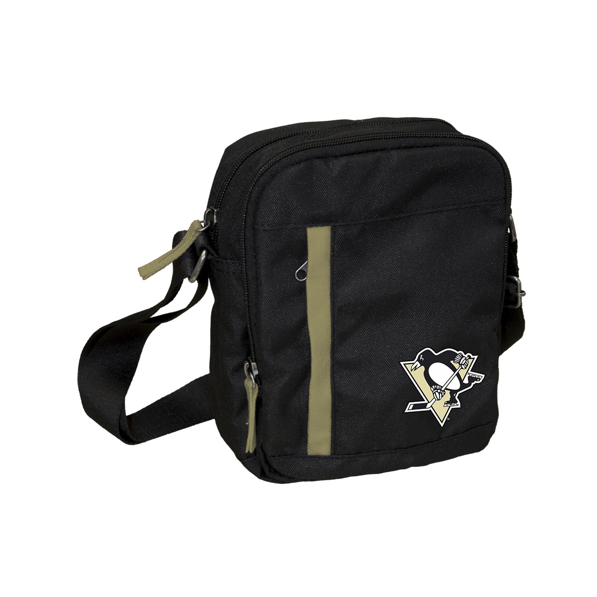 Сумка на ремне NHL Penguins, цвет: черный, 3,5 л. 5801858018 Сумка на ремне NHL Penguins, цвет: черный, 3,5 л. 5801858018Универсальная сумка NHL Penguins на регулируемом плечевом ремне имеет два отделения на молнии. Внешний карман на молнии отделан контрастной полосой. Основное отделение содержит четыре небольших кармана для мелочей, один из них на молнии. Сумка украшена эмблемой хоккейной команды Penguins.