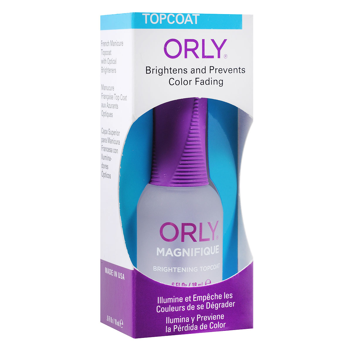 Orly Верхнее покрытие Magnifique с эффектом мокрого лака и УФ фильтром, 18 мл24260 Orly Верхнее покрытие Magnifique с эффектом мокрого лака и УФ фильтром, 18 мл24260Эксклюзивное быстросохнущее верхнее покрытие Orly Magnifique с оптическим отражателем и ультрафиолетовым фильтром придает покрытию прочный глянец, защищает лак от скалывания и пожелтения. Надолго сохранит первоначальный цвет маникюра и придаст ему изумительное сияние. Применение : нанести один-два слоя на покрытые лаком ногти.